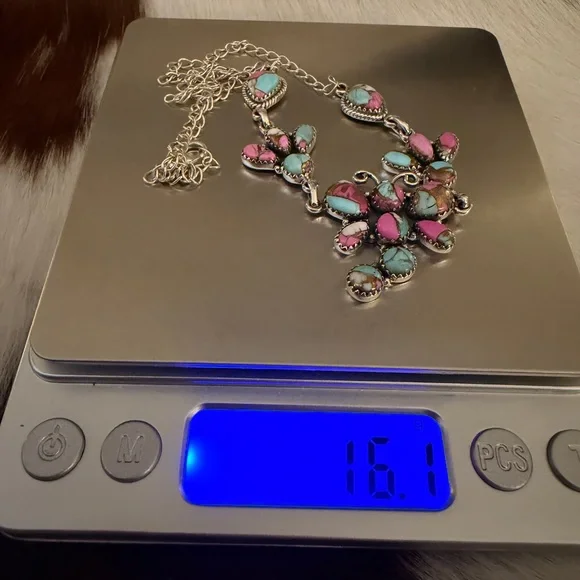 ❤️ Cotton Candy Kingman Turquoise Dragonfly Navajo Style Sterling 925 Necklace - Picture 8 of 11